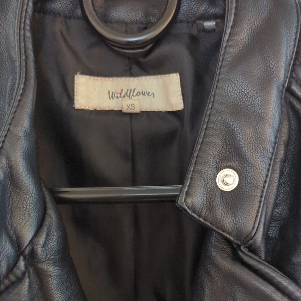 Wildflower Black Leather Jacket